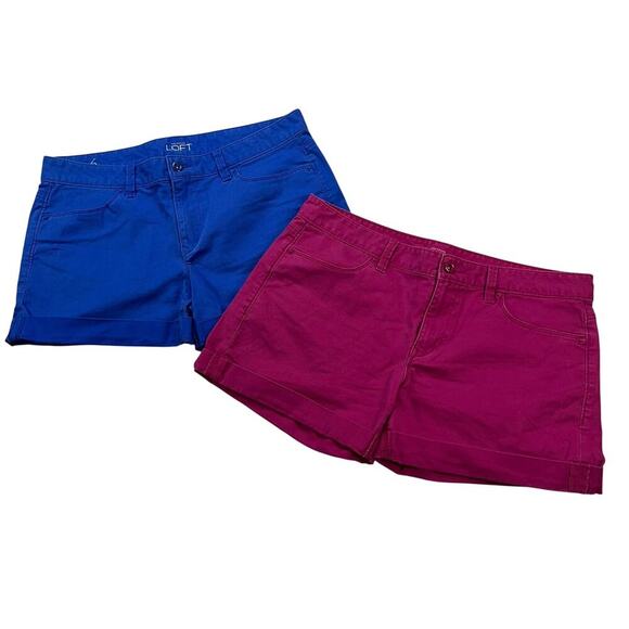 Ann Taylor Loft Two Pair Cotton Twill Chino Shorts Mid Rise 4” Inseam Size 6 - Picture 1 of 12